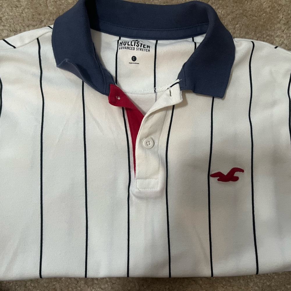 Hollister Polo (White with blue stripes)